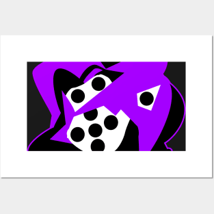 Lucky Purple Roll the Dice! Abstract retro pop in vivid purple, black and white. Posters and Art